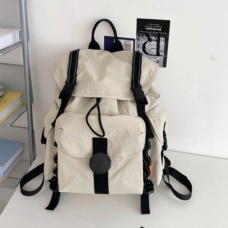 2025 utility drawstring backpack with flap cover for travel and hiking