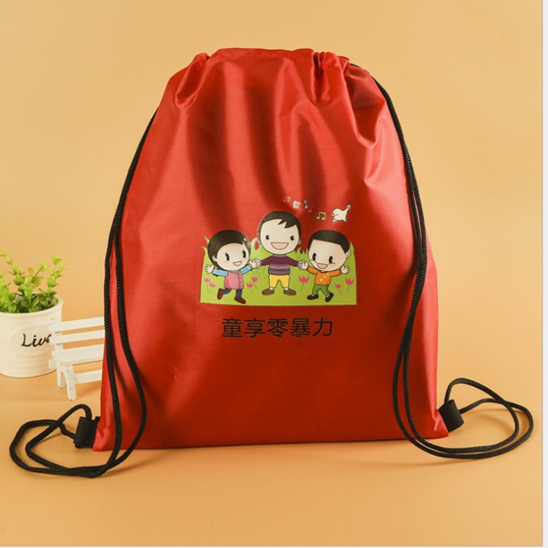 210D polyester drawstring backpack bag for sports and promotions