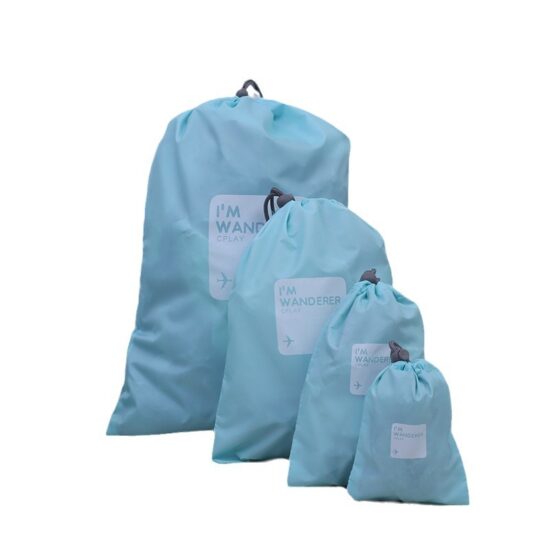 4-piece travel drawstring storage bag set for packing and organization

