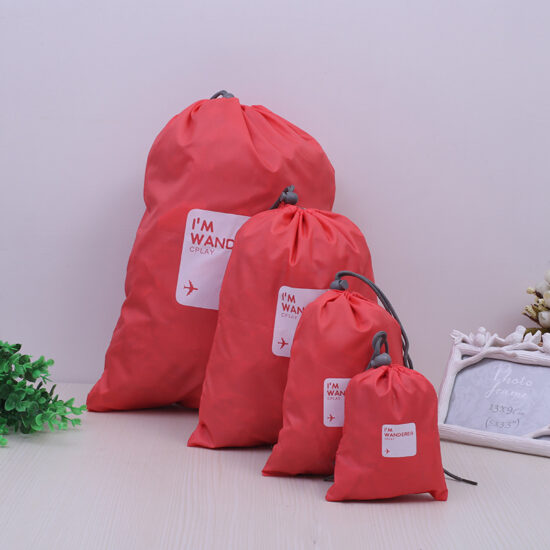 4-piece travel drawstring storage bag set for packing and organization

