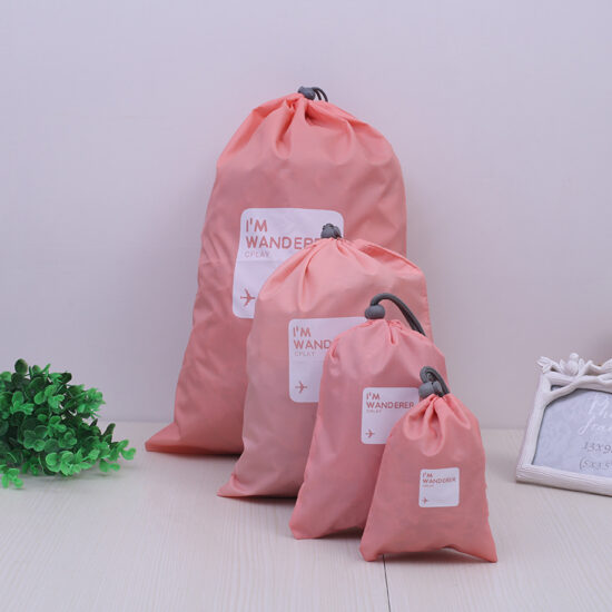 4-piece travel drawstring storage bag set for packing and organization

