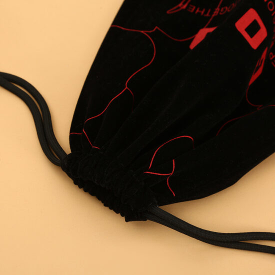 Bear Print Velvet Drawstring Jewelry Pouch for Dustproof Storage