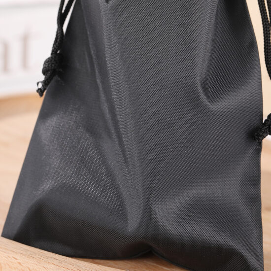 Black Oxford Fabric Drawstring Bag for Travel Underwear and Sock Storage