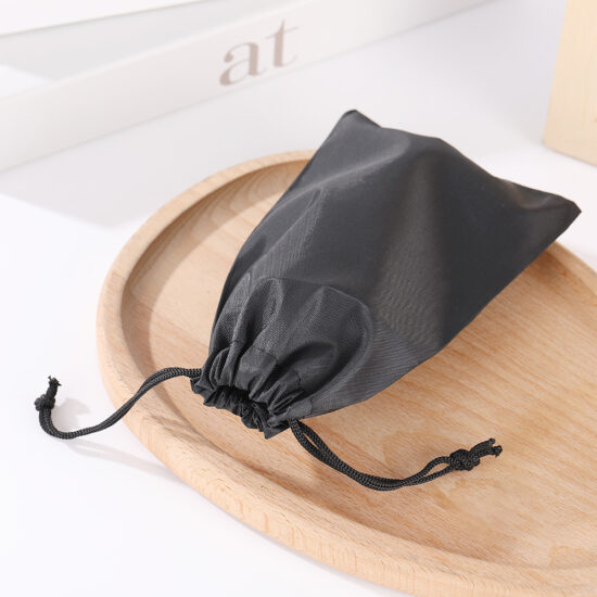 Black Oxford Fabric Drawstring Bag for Travel Underwear and Sock Storage