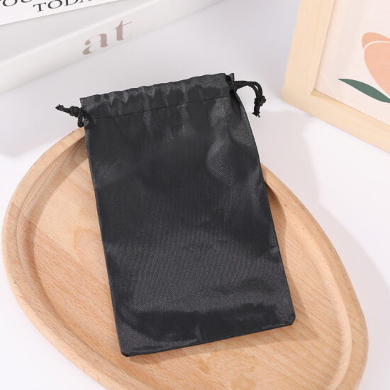 Black Oxford Fabric Drawstring Bag for Travel Underwear and Sock Storage
