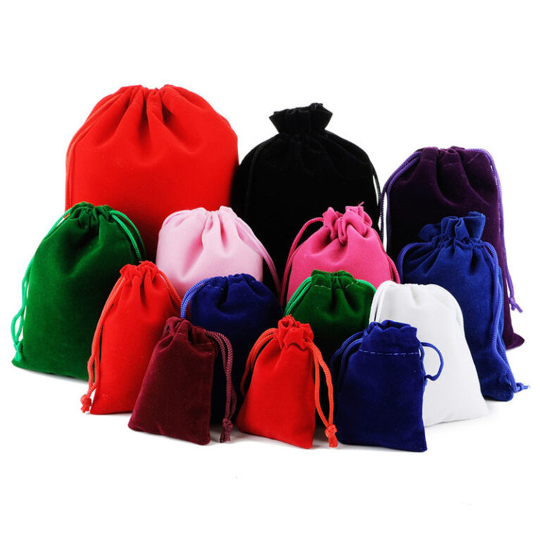Black velvet drawstring pouch for jewelry, small gifts, or earphone storage