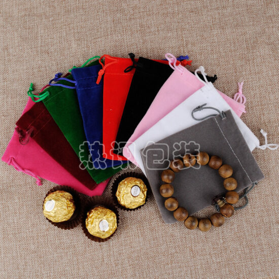Black velvet drawstring pouch for jewelry, small gifts, or earphone storage