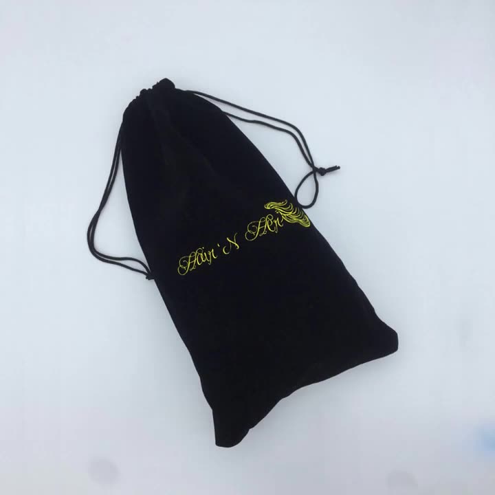 Black velvet drawstring pouch for jewelry and gift storage