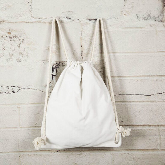 Blank cotton drawstring backpack bag ready for custom logo printing