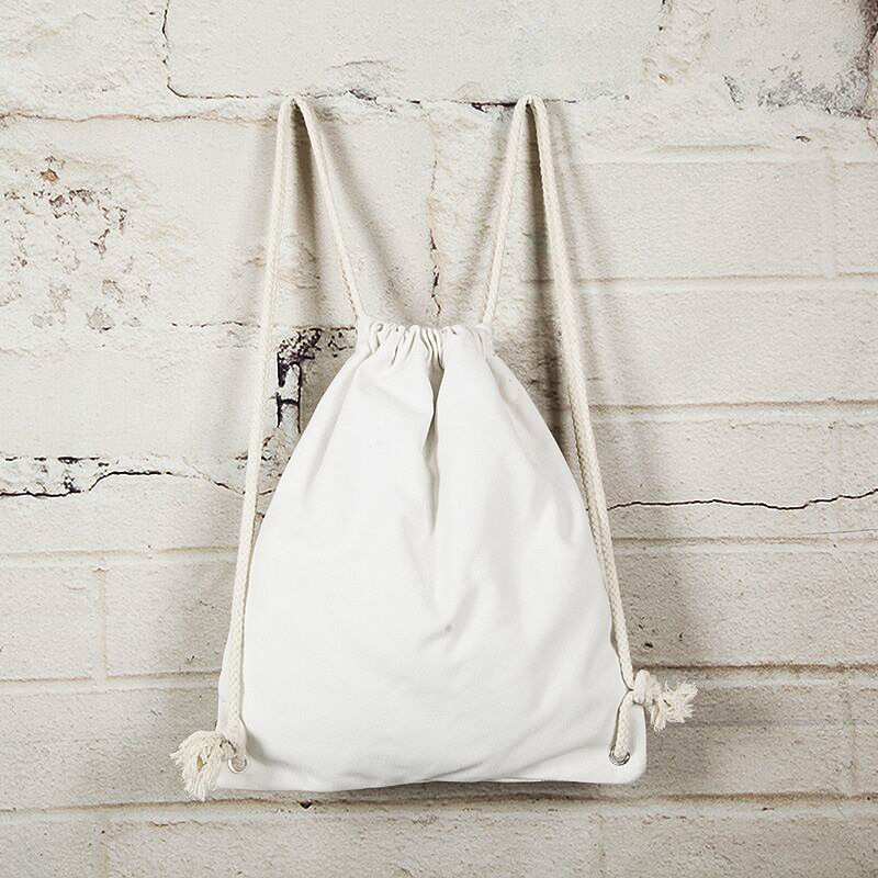 Blank cotton drawstring backpack bag ready for custom logo printing