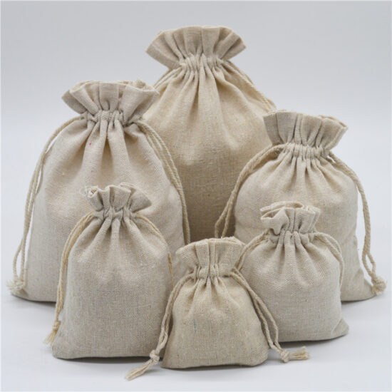  Blank Linen Cotton Drawstring Storage Bag