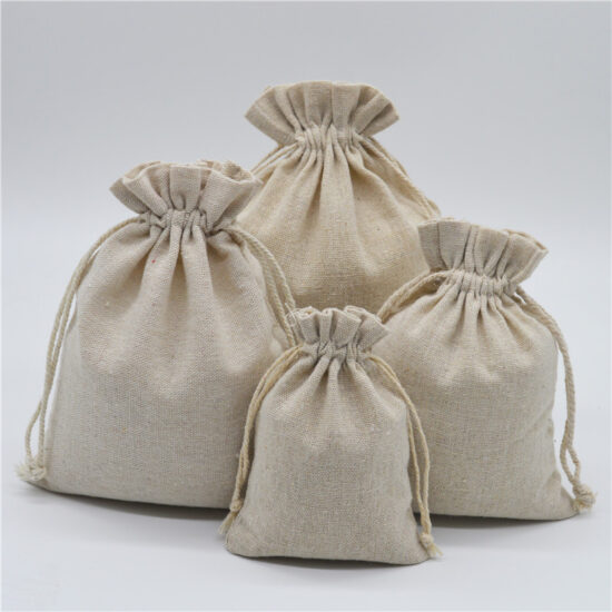  Blank Linen Cotton Drawstring Storage Bag