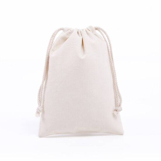 White Cotton Drawstring Bag for Gift Packaging and Storage