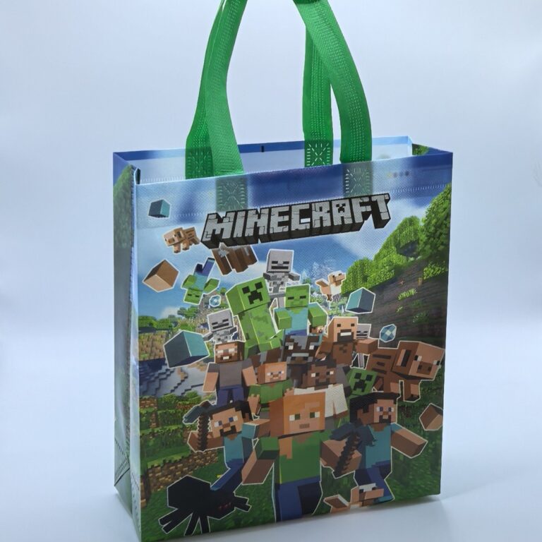 Minecraft-Themed Non-Woven Gift Tote Bag for Kids Party or Gifts