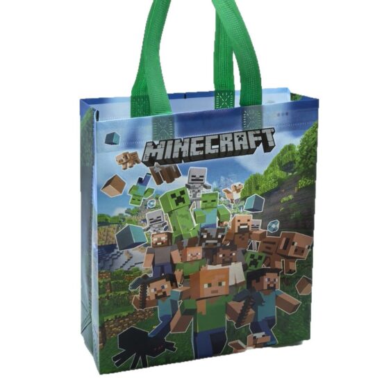 Minecraft-Themed Non-Woven Gift Tote Bag for Kids Party or Gifts