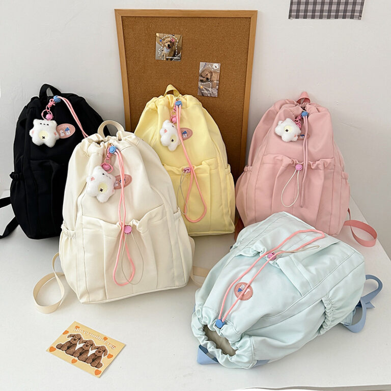 Cute casual drawstring backpack for girls, perfect for school and travel