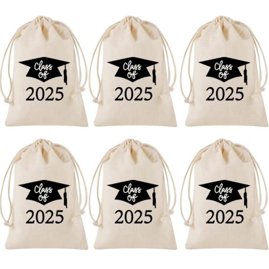Class of 2025 graduation drawstring pouch with cap design