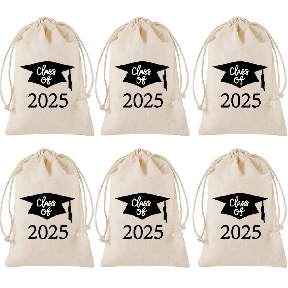 Class of 2025 graduation drawstring pouch with cap design