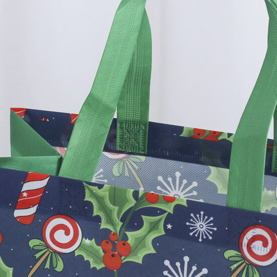 Large Christmas Non-Woven Gift Bag with Cartoon Print and Shoulder Strap