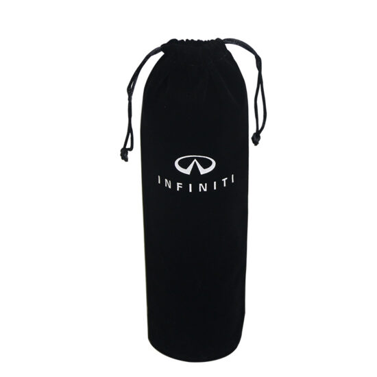 Christmas velvet drawstring wine bag with printed logo for tumbler gift