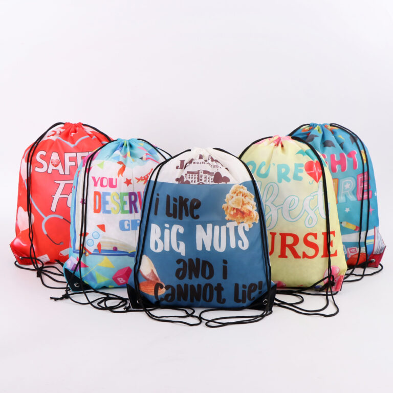 Colorful Printed Polyester Sports Drawstring Bag
