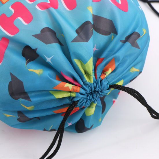 Colorful Printed Polyester Sports Drawstring Bag