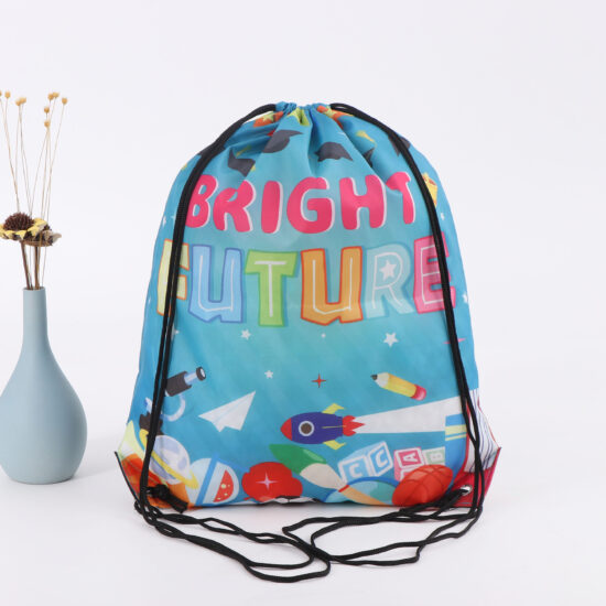 Colorful Printed Polyester Sports Drawstring Bag