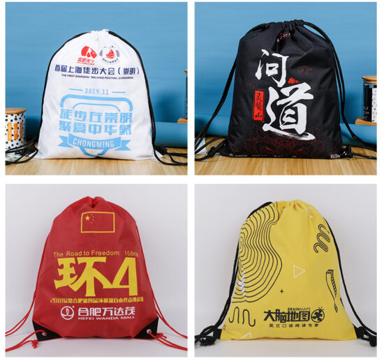  Colorful polyester drawstring bags with custom logo for wholesale