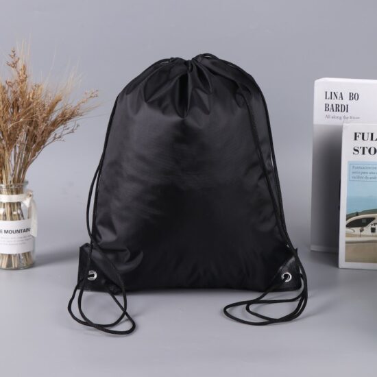 Colorful polyester drawstring storage bag for shoes, apparel, or marathon event kits