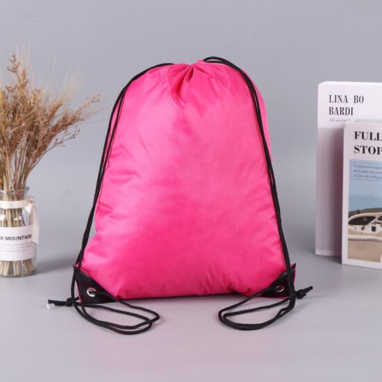 Colorful polyester drawstring storage bag for shoes, apparel, or marathon event kits