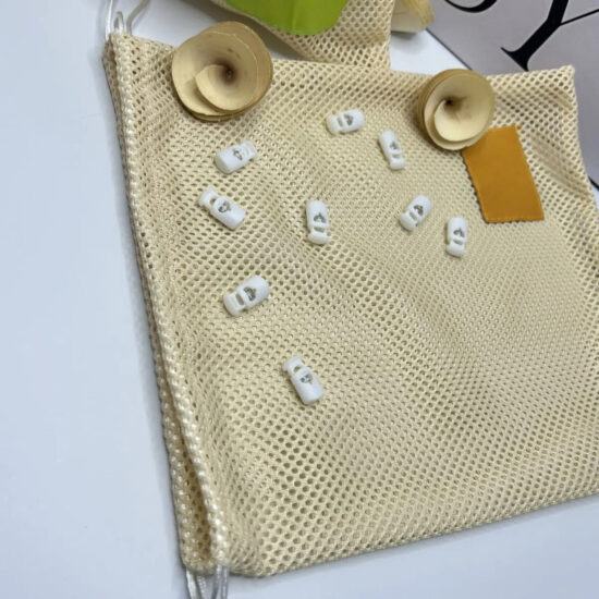 Cradle mesh drawstring storage bag made of polyester and nylon mesh