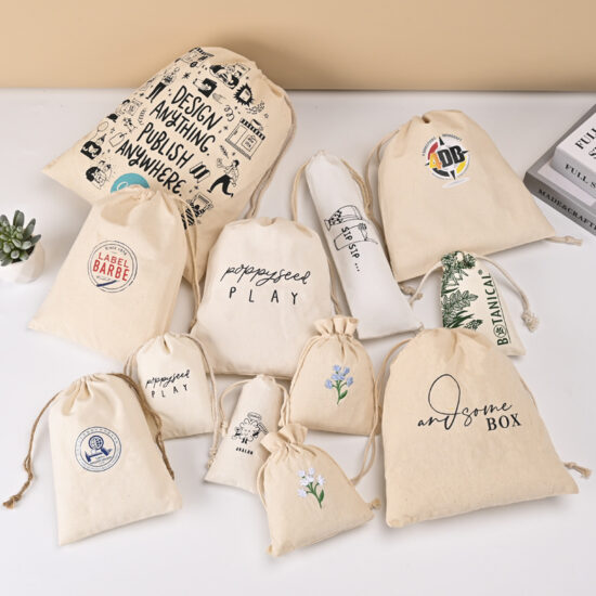  Custom Printed Canvas Drawstring Gift Bag
