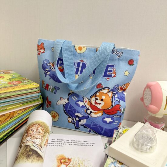 Canvas tote bag for kindergarten snacks and kids birthday return gifts