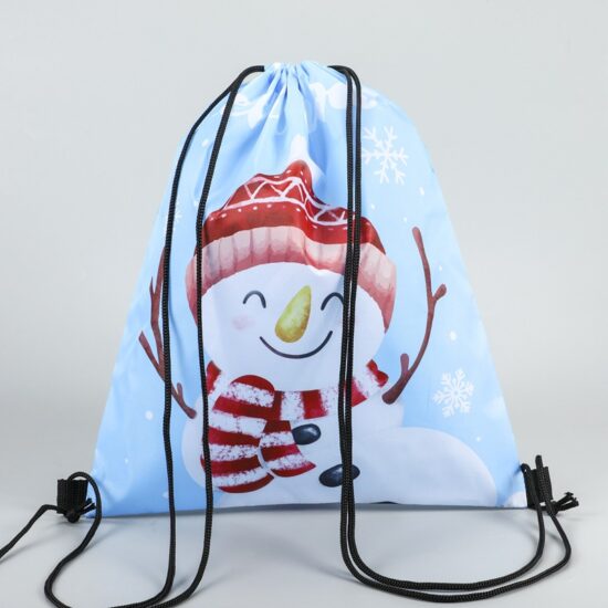  Christmas Cartoon Drawstring Backpack Bag – Custom Logo Polyester Pouch

