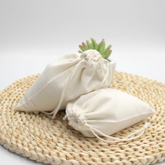 Custom Printed Canvas Drawstring Pouch for Rice and Gifts