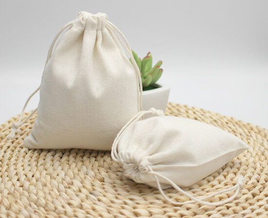 Custom Printed Canvas Drawstring Pouch for Rice and Gifts