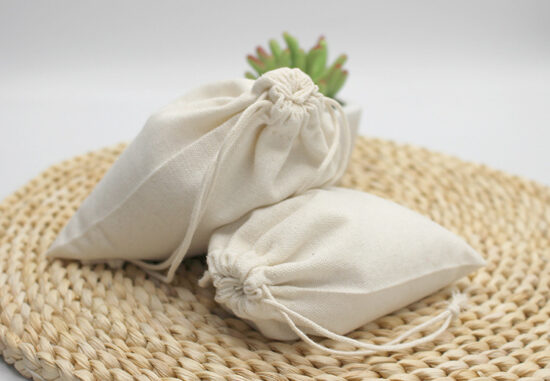 Custom Printed Canvas Drawstring Pouch for Rice and Gifts