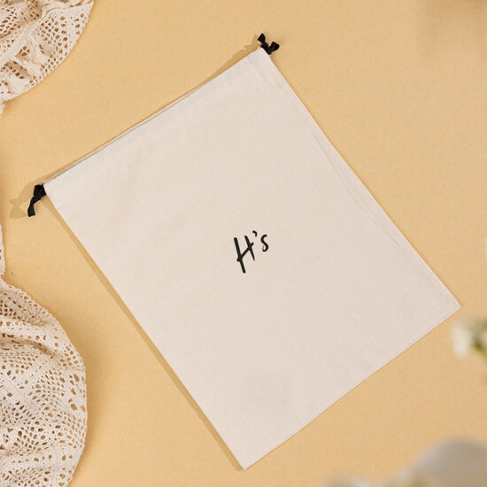 Custom Logo Cotton Drawstring Pouch for Jewelry Storage