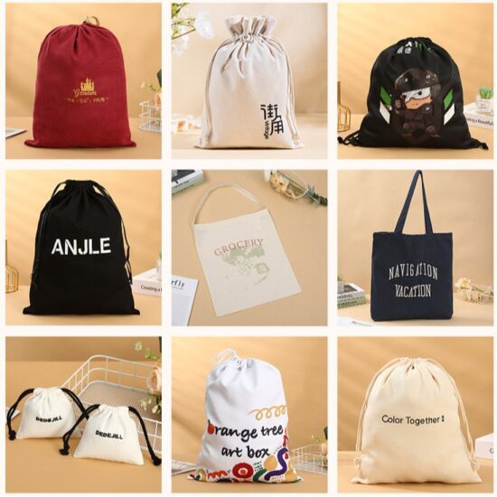 Custom Logo Cotton Drawstring Pouch for Jewelry Storage