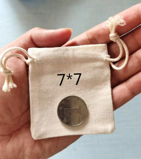  Small Cotton Drawstring Jewelry Pouch with Logo