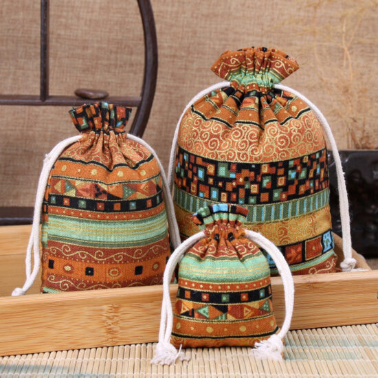 Custom Cotton Linen Drawstring Bag for Jewelry and Sachets