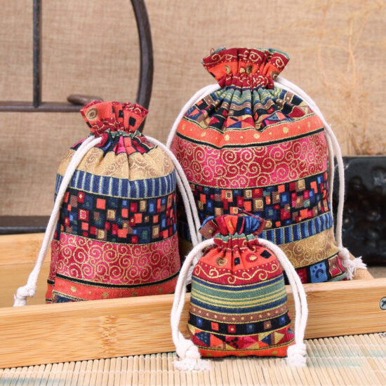Custom Cotton Linen Drawstring Bag for Jewelry and Sachets