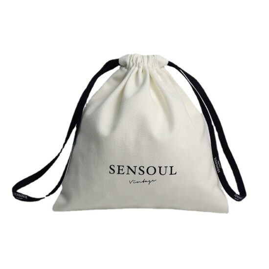 Custom linen cotton drawstring pouch for cosmetics and eco gift packaging

