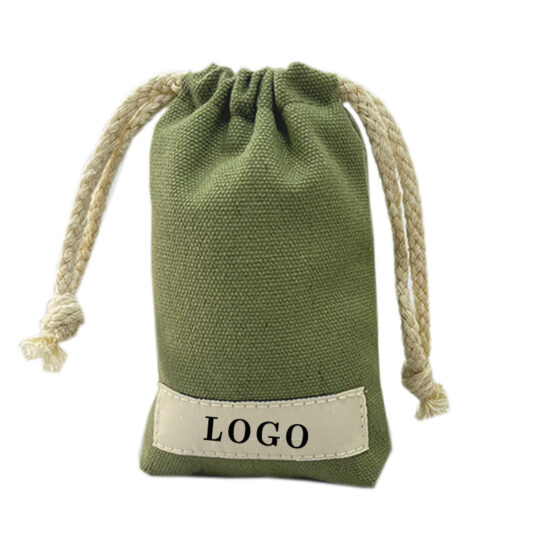 Canvas drawstring pouch for cosmetics, jewelry, or gift storage