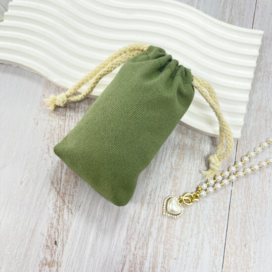 Canvas drawstring pouch for cosmetics, jewelry, or gift storage