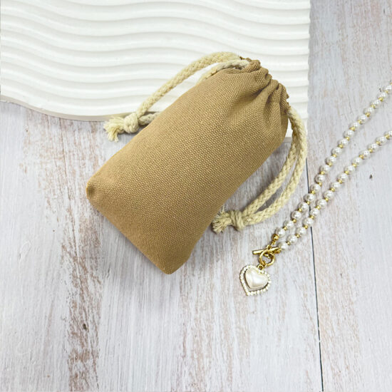 Canvas drawstring pouch for cosmetics, jewelry, or gift storage