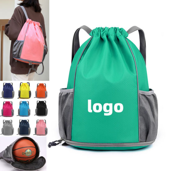 Custom drawstring sports backpack for basketball and marathon events