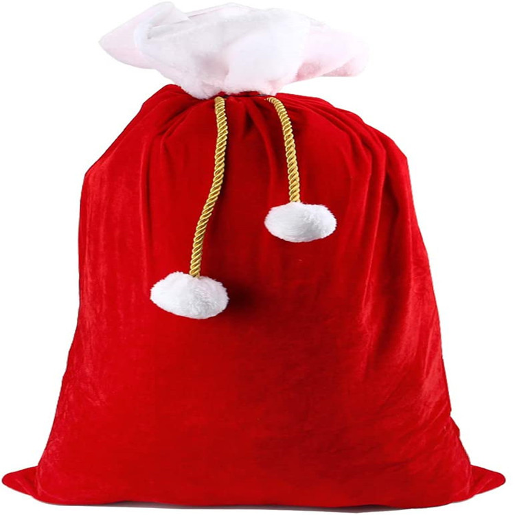 Large velvet Santa drawstring gift bag 70x100cm for Christma