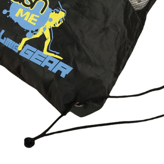 Custom polyester and sandwich mesh drawstring backpack with logo

