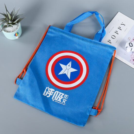 Custom Logo Printed Non-Woven Drawstring Backpack Gift Bag